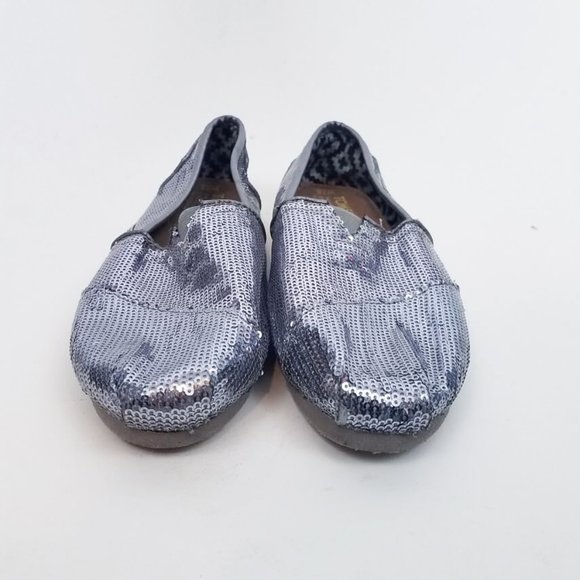 TOMS Silver Sequin Classic Shoes Women's Size 7.5 - Picture 5 of 8
